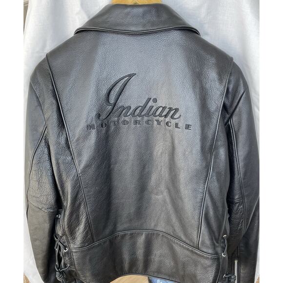 Indian Motorcycle Leather Jacket Women’s XL Embroidered Draw Strings Rare - MINT - Picture 1 of 12